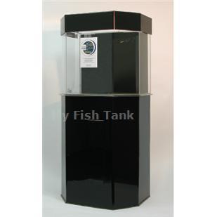 
<p>25&nbsp;Gallon Flatback Hex UniQuarium and Stand Set-Up comes with&nbsp;built-in filter, pump, light hood, fluorescent light fixture ( lifetime warranty against leakage ) and matching stylish acrylic stand and canopy. Tank is 24&quot;long x 16&quot;, and including the hinged
 canopy is 18&quot; tall. The stand is 30&quot; tall, for a combined total height of 48&quot;.</p>
<p>MYFISHTANK.COM offers the UniQuarium™ brand acrylic aquariums with the 3-in-1 filtration system incorporated into the back of the aquarium. These systems combine mechanical, chemical, and biological filtration into a compact area and are the perfect choice
 for both the novice and the seasoned hobbyist preferring a simpler system. Unlike conventional aquarium systems the UniQuarium is very easy to set-up and use. No drilling, no hanging filters or hoses to detract from the beauty of the aquarium.</p>
<p>The acrylic stand is 30” tall, with a footprint of 25&quot; x 17&quot;,&nbsp;and&nbsp;is made with the highest quality domestic cast acrylic. Designed with soft corners and edges. The stand is enclosed and has a overlay door. The stands foot and top are clear and the acrylic
 body is black. The matching Flip-Top canopy&nbsp;is hinged for easy access.</p>
<p>The UniQuarium’s larger biological area and high flow Rio brand powerhead, included, makes it ideal for saltwater and freshwater set-ups. The UniQuarium’s filter compartment is incorporated into the aquariums overall dimensions. All acrylic material is domestic
 cast, all aquarium seams are chemically bonded together and all tanks incorporate a solid top panel, with cut-outs, for added structural support. All UniQuariums come with your choice of light blue, dark blue, or black colored back.</p>
<p>Lighting is NOT included. A mounting hole is included into the canopy&nbsp;that will accept an 18&quot; fluorescent light fixture and bulb, or your choice of an alternative lighting system.</p>
<p>Optional Clear-for-Life™ Aero-Skimmer available for saltwater systems, fits into rear compartment and requires a seperate air pump.</p>
