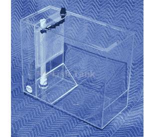 
<p>Inexpensive&nbsp;rearing tank for&nbsp;the exploration of jellyfish, juvenile fish, seahorses and pipefish. Built from 1/4&quot; thick rugged cast acrylic. Tank is 24&quot; Long X 11&quot; Wide X 20&quot; Tall. One inch wide&nbsp;top frame for structural support.</p>
<p>Simple design uses two angled panels, its two sides, bottom&nbsp;and the waters surface to create a hexagonal&nbsp;circulation pattern used to suspend planktonic and pelagic species.&nbsp;</p>
<p>Water circulation is difussed downward across the exit screen by a flexible&nbsp;Lok-Line spray bar. Input bulkhead accepts 1/2&quot; pipe and requires a seperate input source of water.</p>
<p>Water exits via screened panel into the Stand Pipe chamber. Stand pipe is 1&quot; and determines water level in tank. Drain bulkhead is 1&quot; and accepts 1&quot; pipe. Bulkhead requires drain to seperate filter. This tank is a passive system.</p>
<p>Screens are available in 500, 1000 and 2000 micron sizes. Seahorse breeders seem to prefer 500 micron screens, whereas Moon jellyfish work better with 1000 micron screens. Some sizes may require longer leadtime for acquiring,&nbsp;manufacturing or packaging.
</p>
<p>This tank is designed to be a passive and individual part of a component style larger system. Tank can be set up with a simple wet-dry filter for filtration&nbsp;and submersible water pump to create circulation. A gate or simple ball&nbsp;valve ( not included )&nbsp;should
 be used to regulate water flow within the rotation portion of the&nbsp;tank.&nbsp;&nbsp;</p>
