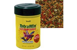 TetraMin Granules is a highly nutritious diet for small community fish or bettas. Slow sinking TetraMin Granules contain essential nutrients and added Vitamin C for healthy, happy fish. Will not cloud water.
