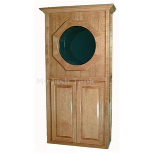 
<p>The 32&quot; Traditional Maple series Jelliquarium Cabinet System is the newest in a line of freestanding home or office jellyfish display systems.</p>
<p>Our Traditional series is designed with a crown molding top, corner trim and a&nbsp;2&quot; round or&nbsp;octagonal porthole ring. This oak cabinet is 32&quot; Long by 17” Wide and 76” Tall.&nbsp; Built with premium oak veneer plywood. Doors are overlay with hidden, free swinging
 European hinges, and thump-free button latches. The Oak porthole opening is 21” in diameter. Slatted ventilation slots are located on left end and backside, providing positive air flow. Available in natural, light, medium, dark or red Maple ( see choices in
 Finish drop-down window to the right ). Interior and backside is sealed and lacquered for durability and water resistance.</p>
<p>Should you desire another color, style of wood or finish we can accommodate you, just ask and let my cabinet company create what you seek.</p>
<p>Our 30” Jelliquarium tank is 30.25&quot; Long by 12” Wide and 30.5” Tall and manufactured from cast acrylic material. This patented 40 gallon faceted tank design includes true surface skimming to eliminate organics and an anti-siphon design feature to minimize
 back-siphon. This tank comes with a colored back which is available in Black, Light and Dark Blue ( see Background Option above ), an optional Clear back for see-thru two-sided viewing is available.
</p>
<p>Lighting includes our new Color Changing LED lighting System. LED technology allows for a rainbow of colors in three modes, slow rotation, disco beat or individual colors. This system uses a micro processor and is operated with a hand held on-off remote
 control.</p>
<p>Our life support system uses a combination of wet-dry filter technology, a reliable Tradewinds brand&nbsp;chiller, a digital temperature controller and quiet Iwaki brand water pump help ensure a highly oxygenated, biologically effective environment and reliable
 operation. Ball valves and union fittings allow for easy removal and maintenance of various components and a gate valve allows for the fine adjustments to water flow.</p>
<p>The electrical power center is GFI controlled for ultimate safety, includes a programmable digital timer and both outlet boxes include clear NEMA enclosures for protection from saltwater.</p>
<p>This is a complete or ‘operational’ system. Once assembled it can be filled with water and operated.</p>
