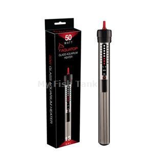 
<p>Maintain constant and stable temperatures for your aquatic creatures to thrive with AquaTop?s GH-50W aquarium heater. This analog glass heater offers simple and easy installation with the use of the included suction cups and can handle aquariums up to 13
 gallons. With the highly visible temperature setting, the GH-50W is easy to set and adjust to the desired temperature with the use of the Temperature Adjustment Knob. This powerful aquarium heater also has double insulation and is made from high quality insulated
 glass. Easy to use temperature setting Adjustable temperature with over-wind protection Suitable for fresh and saltwater use.</p>
<p>Features:</p>
<li>Fully Submersible </li><li>Easy to use temperature setting </li><li>Adjustable temperature with over-wind protection </li><li>Suitable for fresh and saltwater use
<p>Specifications:</p>
</li><li>Tank Capacity: Up to 13 gallons </li><li>Power: 50W </li><li>Temperature Range: 68-93F </li><li>Dimensions: 1.25 x 1.25 x 8.5 </li>
